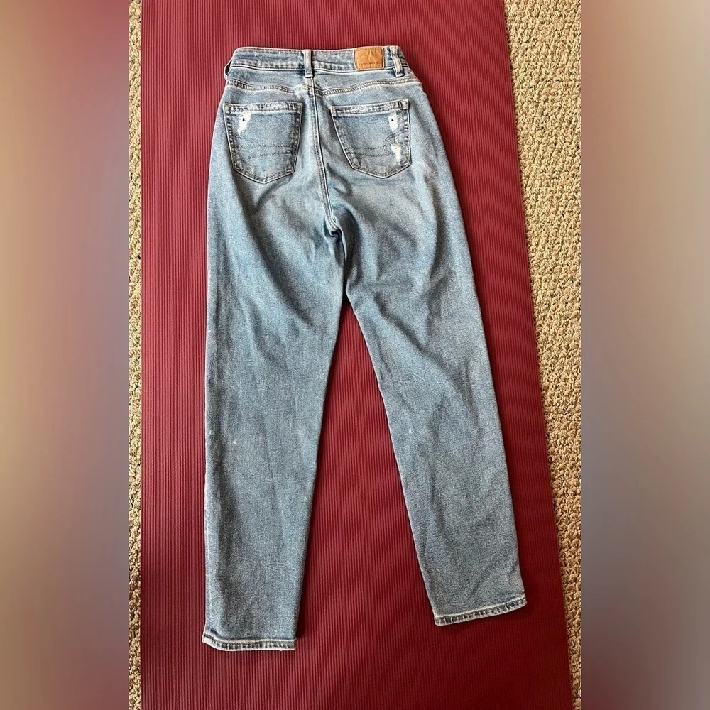 American Eagle Mom Straight Jean Denim Size 0 Distressed AE Comfort Women’s